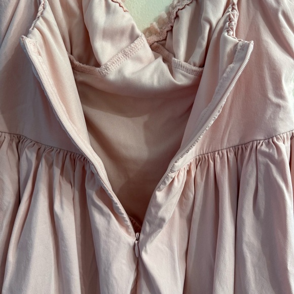 Unbranded Pink Milkmaid Cottagecore Lace Mini Dress Size Large - Picture 6 of 8